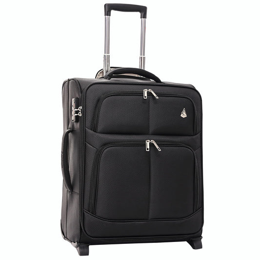 Aerolite Kabinenkoffer 55 cm Schwarz, 2 Rollen Hartschale