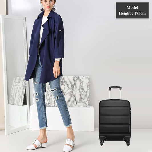 KONO Reisekoffer Handgepäck Schwarz, 55 cm Trolley