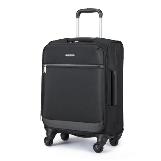 Amazon Basics Reisekoffer 53 cm Schwarz, weicher Trolley